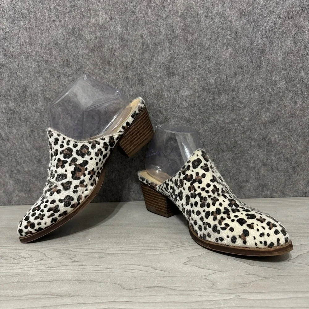 CL by Laundry Faux Fur Leopard Print‎ Mule Heels Womens Size 8